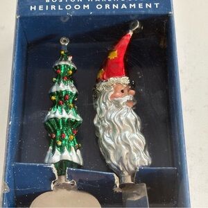 Boston Warehouse Vintage Santa and XMas Tree Cake Server & Knife Set New in Box